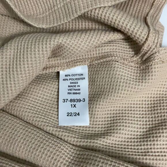 Roamans Beige Long Sleeve Waffle Knit Pullover Collared Sweater Women’s Size 1X - Picture 5 of 5